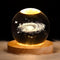 3D Galaxy Solar System Crystal Ball Night Light with Wooden Base